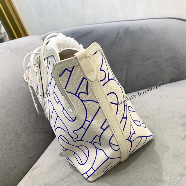 Burberry專櫃新款帆布購物袋 巴寶莉棉質帆布手提托特包 yxb1414